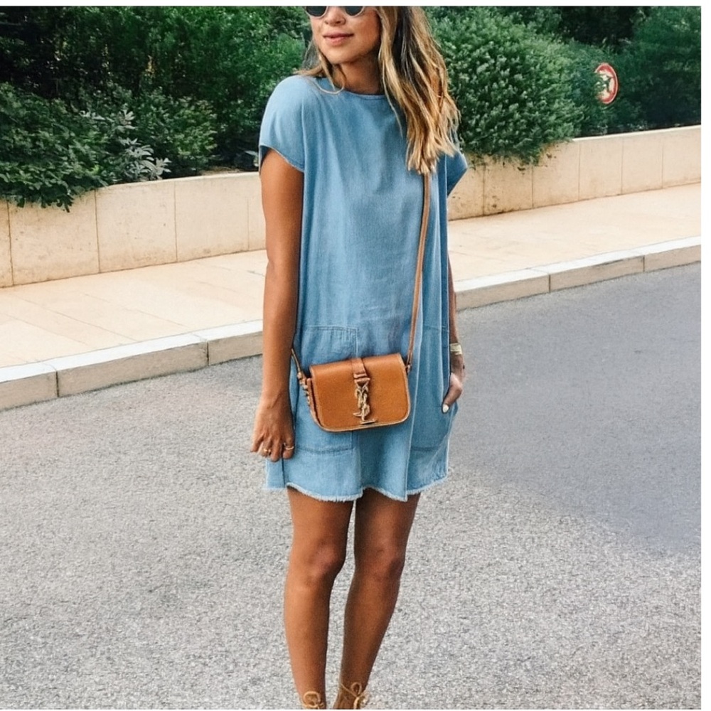 Aritzia Light Blue Denim-Style Mini Dress